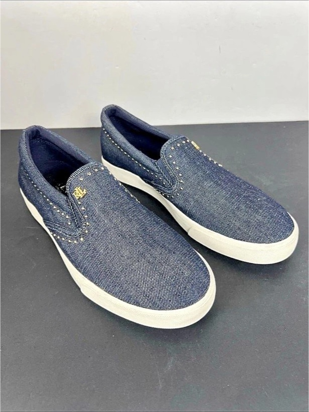 Lauren Ralph Lauren "Ria IV" Blue Denim Studded Slip-On Loafers/Sneakers W Sz 11